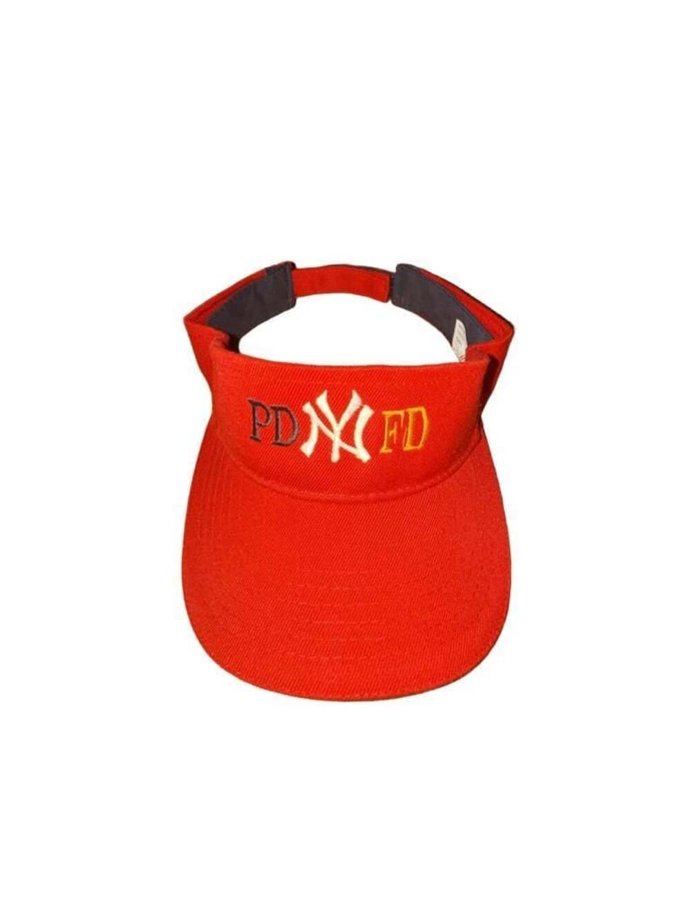 Rare Red NY Yankees PD FD 9/11 Memorial Visor Hat Police Fire First Responder